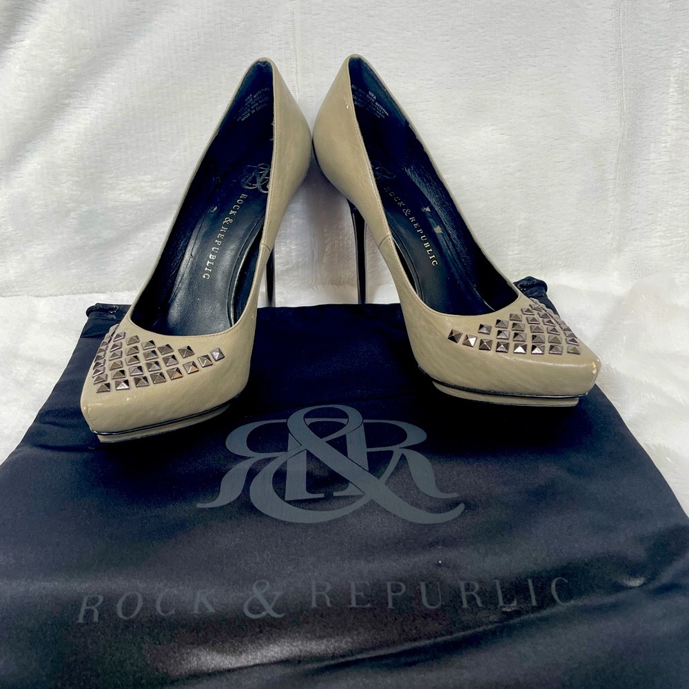 Rock & Republic Studded Silver Platform High Heals